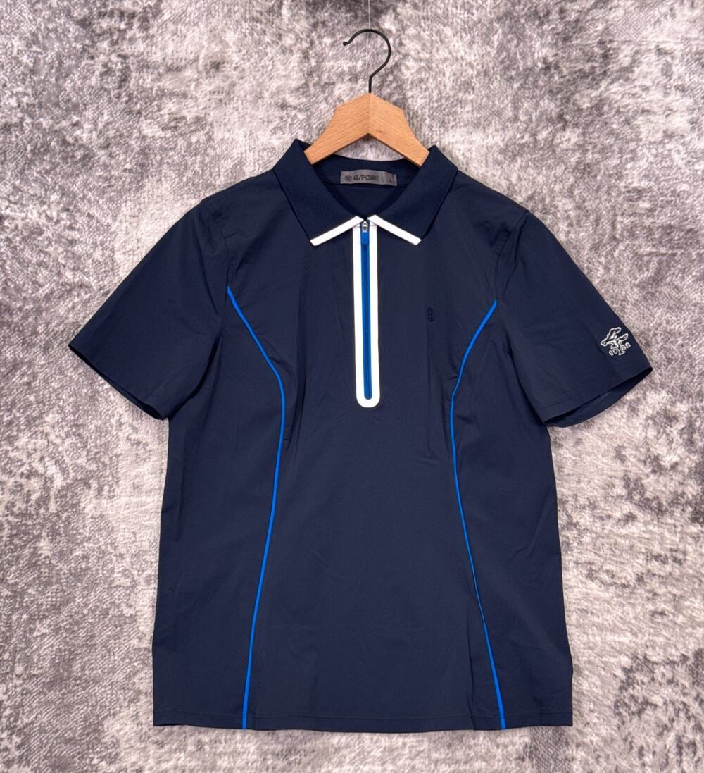 G/FORE Zip Collar Polo Shirt Large Womens Blue Performance Golf